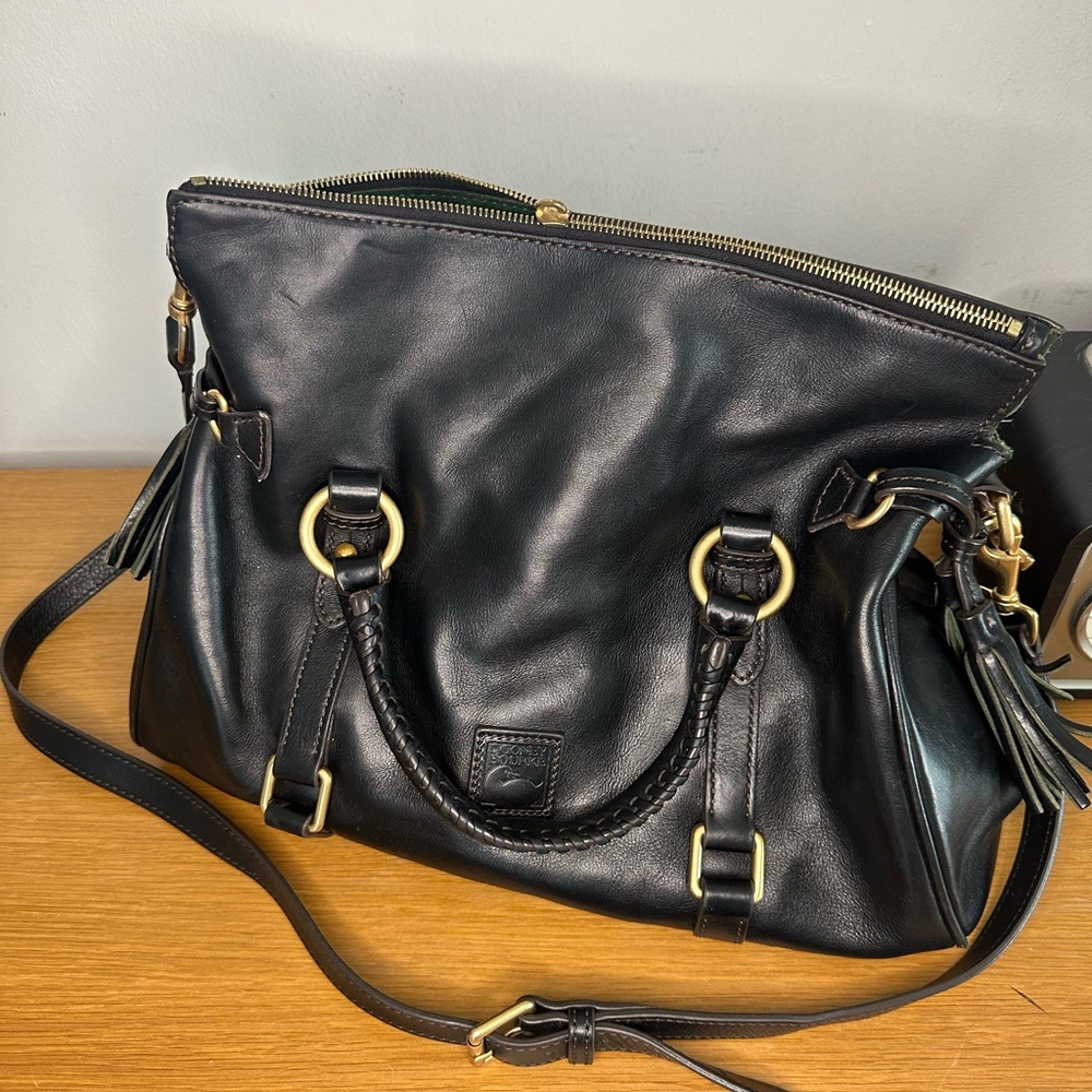 Black Leather Dooney & Bourke Florentine Satchel